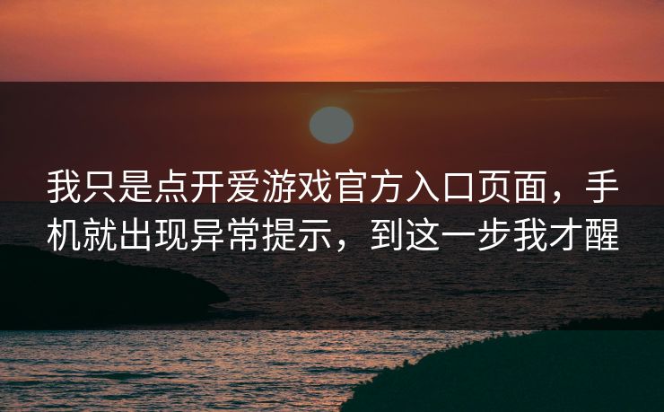 我只是点开爱游戏官方入口页面，手机就出现异常提示，到这一步我才醒