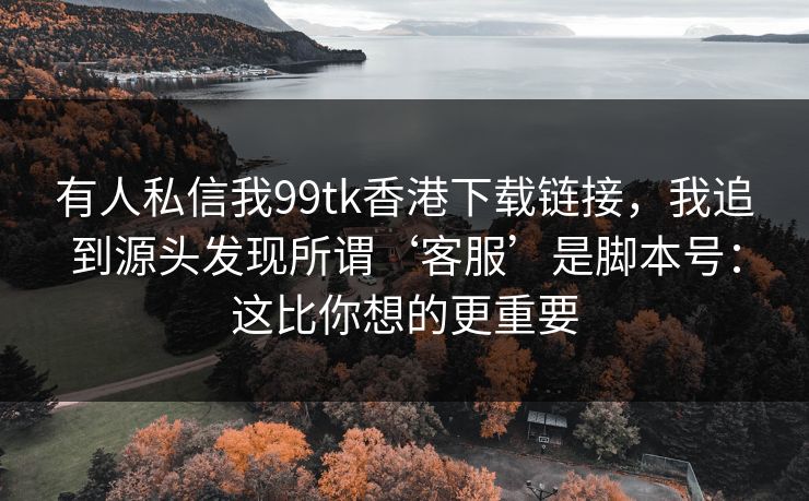 有人私信我99tk香港下载链接，我追到源头发现所谓‘客服’是脚本号：这比你想的更重要